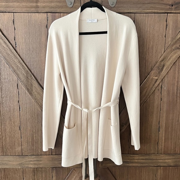 Aritzia Babaton Open Front Knit Tie Short Cardigan Light Birch Size Medium - Picture 4 of 8